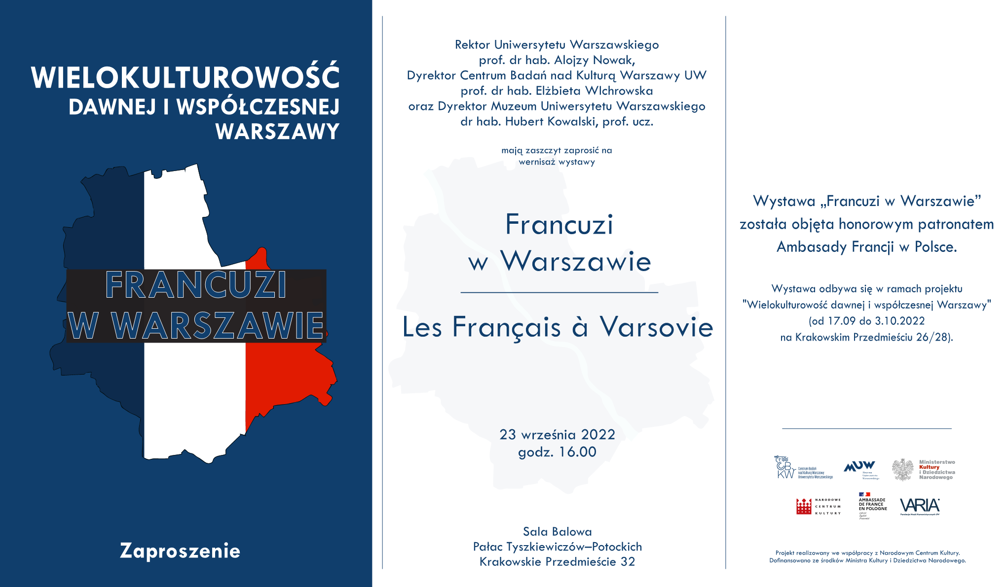 Zaproszenie na otwarcie wystawy Francuzi w Warszawie 23.09.2022