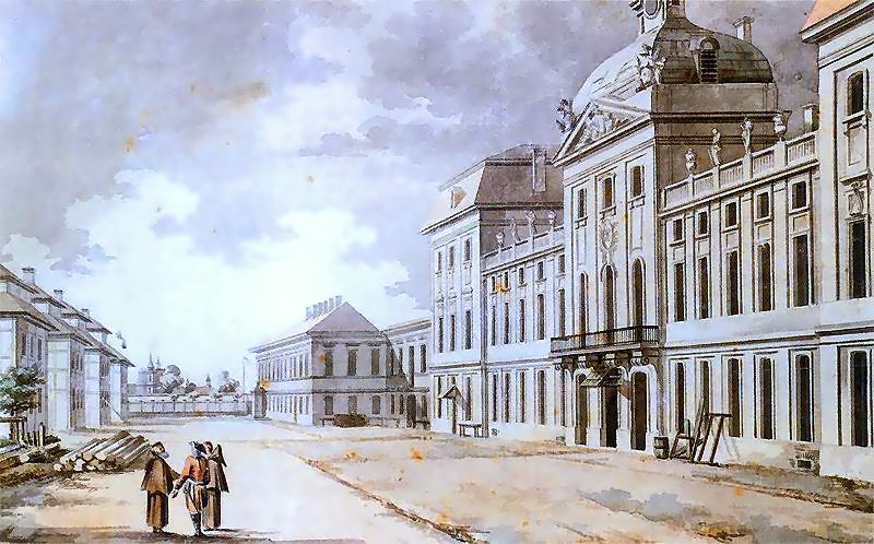 Widok pałacu Kadetów, dawniej Kazimierzowskiego. Zygmunt Vogel (1785)