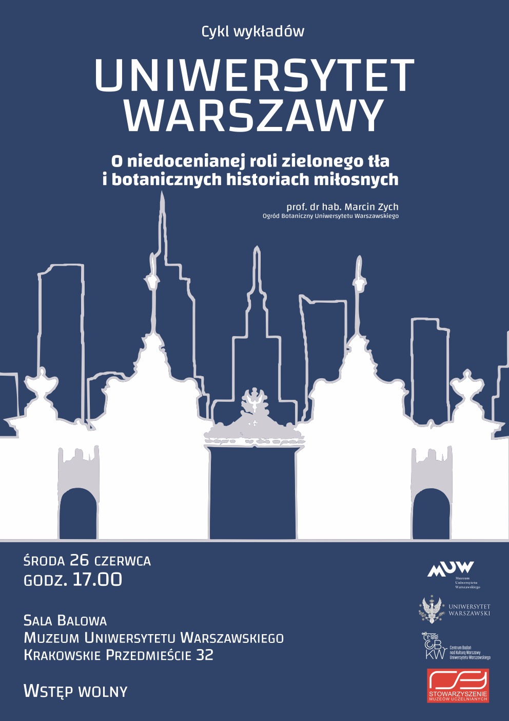 Plakat do wykładu z cyklu Uniwersytet Warszawy