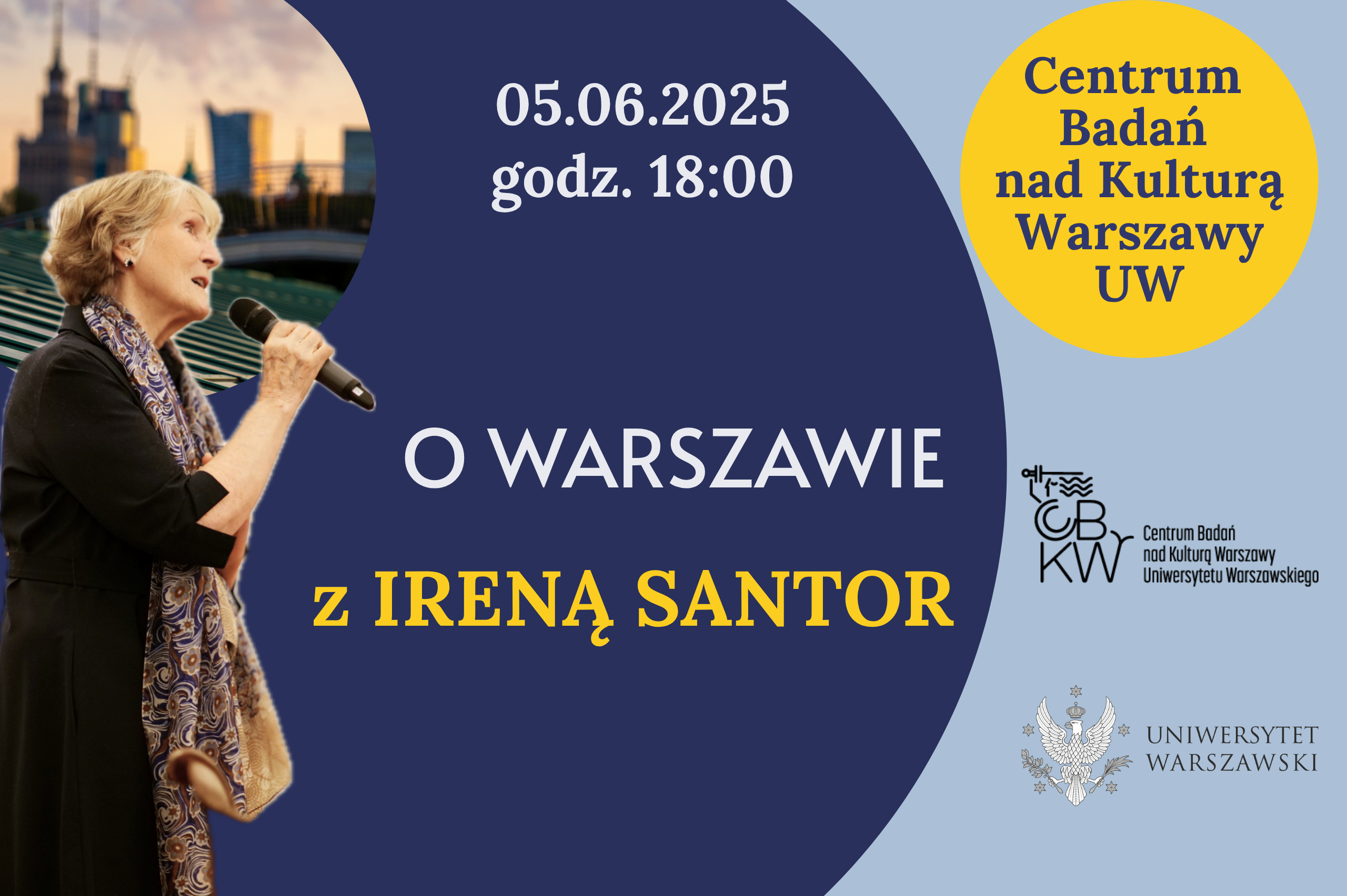 Grafika Kafelka wydarzenia O warszawie z Ireną Santor