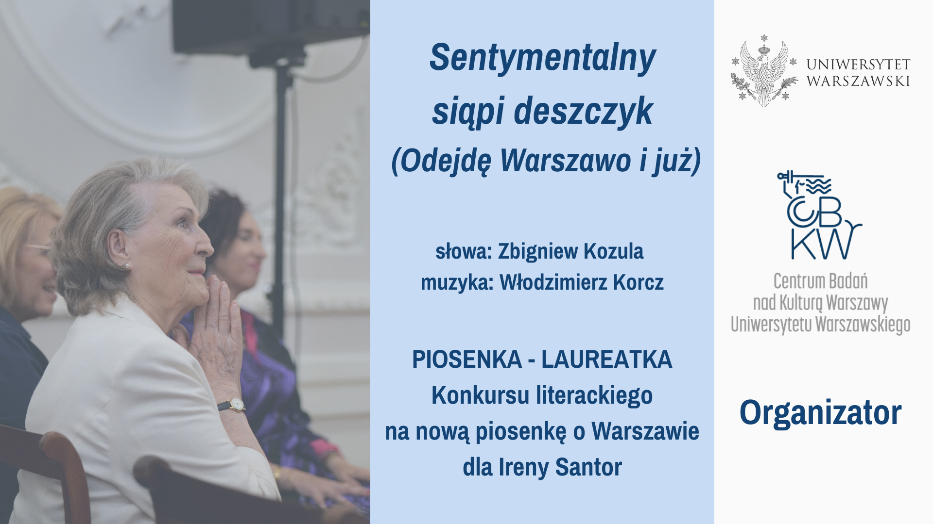 Grafika miniatury YT. Zdjęcie zasłuchanej Ireny Santor i informacje o autorach piosenki.